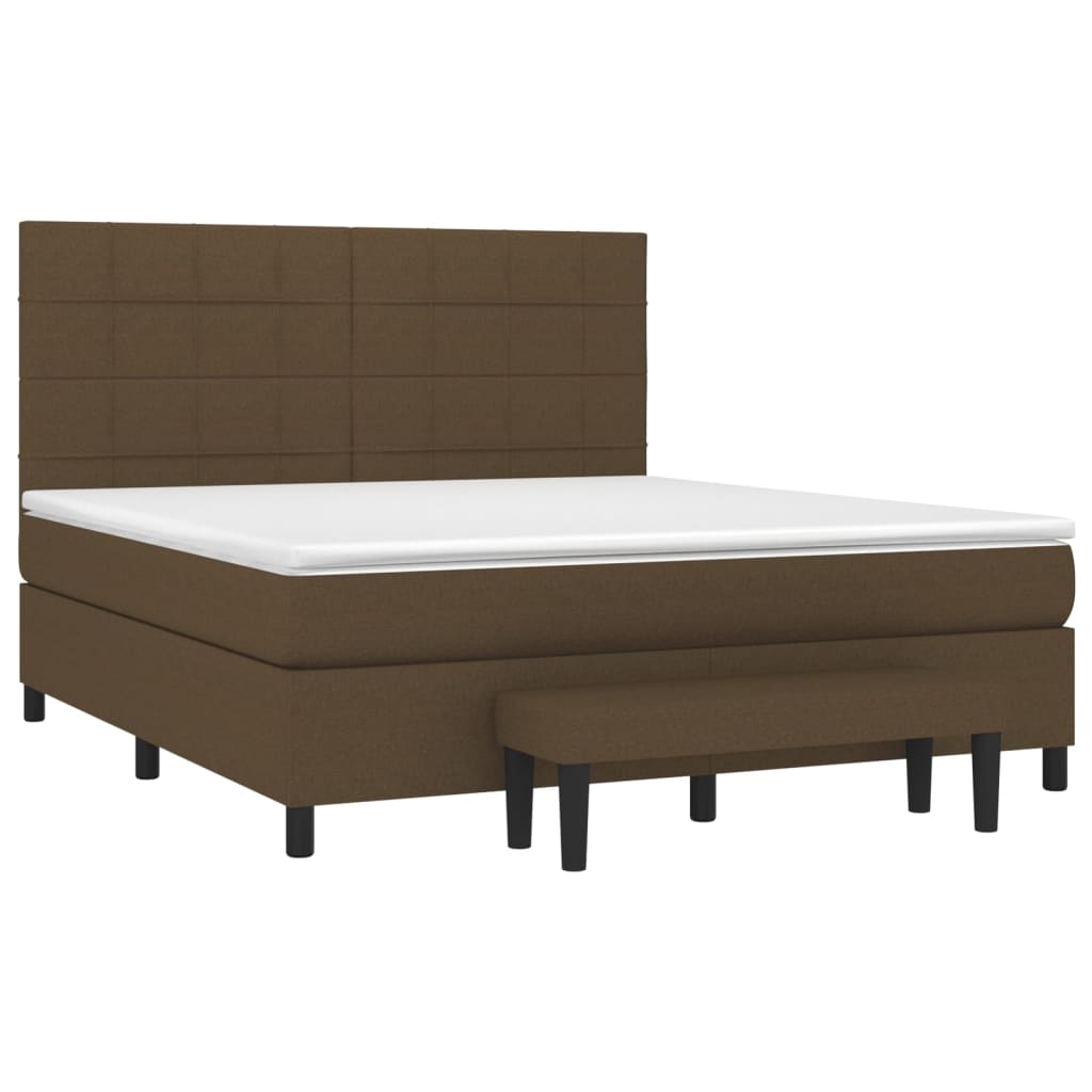 Κρεβάτι Boxspring με Στρώμα Σκούρο Καφέ 180x200 εκ Υφασμάτινο - Pakobazaar