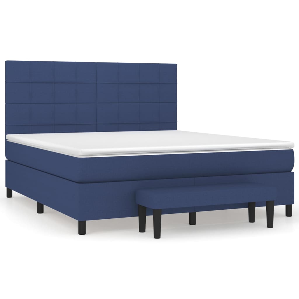 Κρεβάτι Boxspring με Στρώμα Μπλε 180x200 εκ. Υφασμάτινο