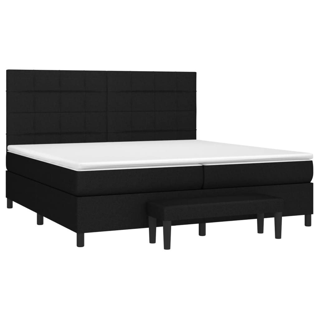 Κρεβάτι Boxspring με Στρώμα Μαύρο 200x200 εκ. Υφασμάτινο