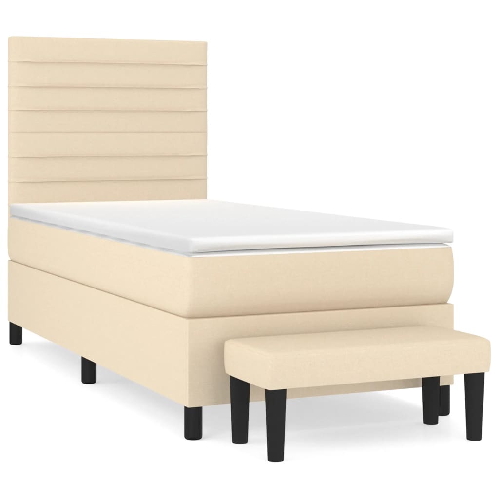 Κρεβάτι Boxspring με Στρώμα Κρεμ 90x190 εκ.Υφασμάτινο