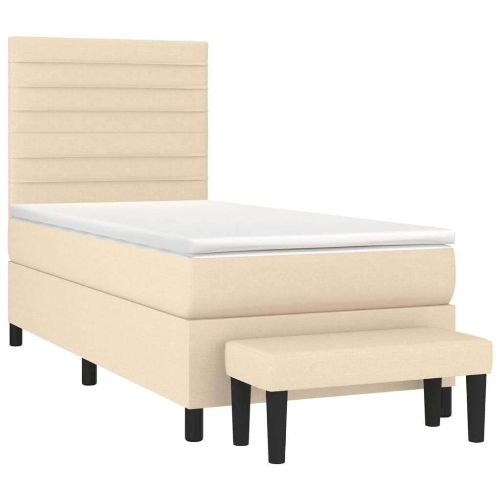 Κρεβάτι Boxspring με Στρώμα Κρεμ 90x190 εκ.Υφασμάτινο