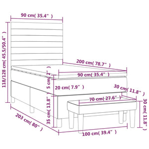 Κρεβάτι Boxspring με Στρώμα Μπλε 90x200 εκ.Υφασμάτινο