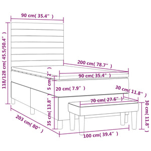 Κρεβάτι Boxspring με Στρώμα Ανοιχτό πράσινο 90x200εκ.Υφασμάτινο