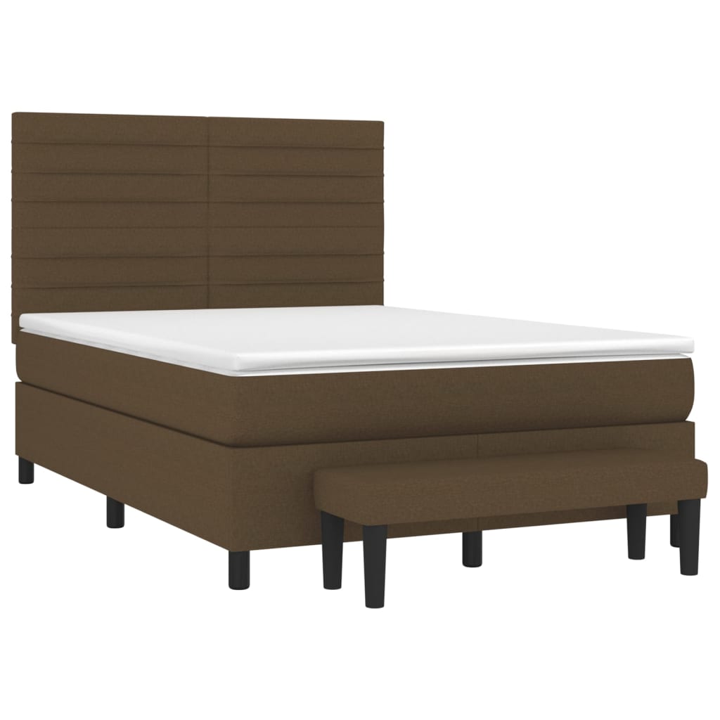 Κρεβάτι Boxspring με Στρώμα Σκούρο Καφέ 140x190 εκ. Υφασμάτινο