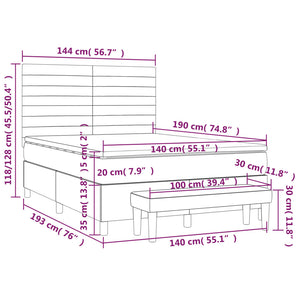 Κρεβάτι Boxspring με Στρώμα Κρεμ 140x190 εκ. Υφασμάτινο - Pakobazaar