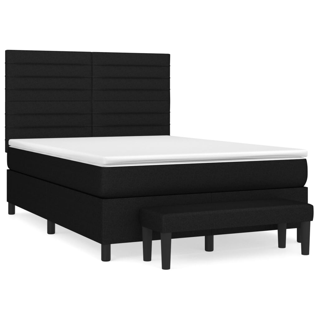 Κρεβάτι Boxspring με Στρώμα Μαύρο 140x200 εκ. Υφασμάτινο