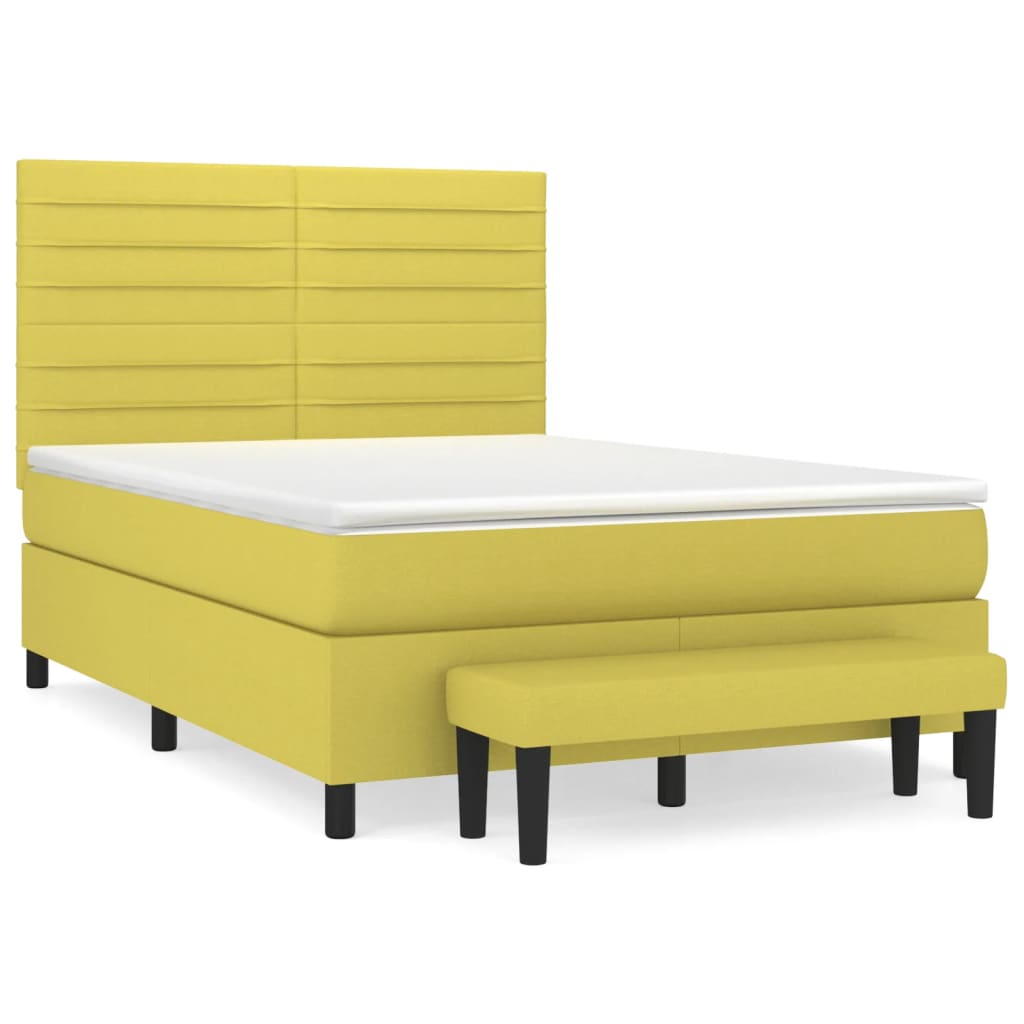 Κρεβάτι Boxspring με Στρώμα Ανοιχτό πράσινο140x200εκ.Υφασμάτινο