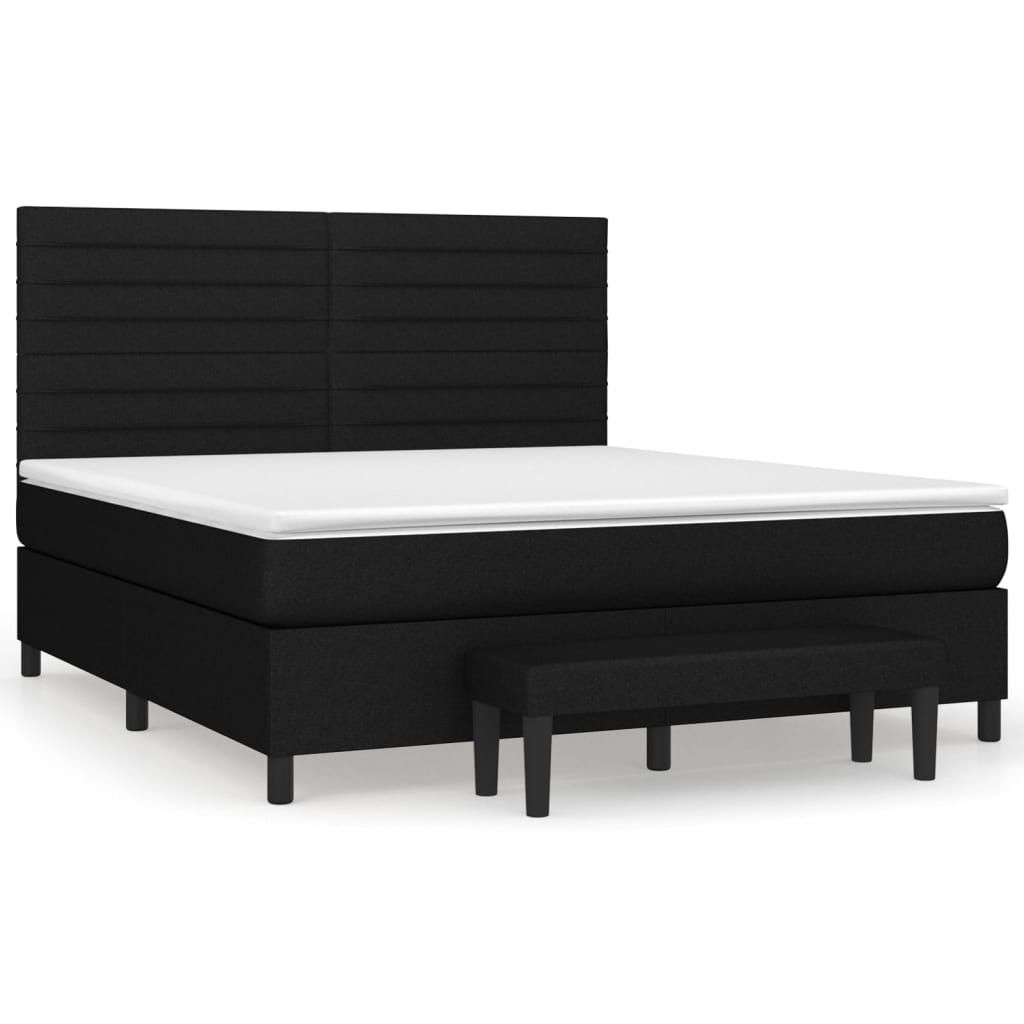 Κρεβάτι Boxspring με Στρώμα Μαύρο 160x200 εκ. Υφασμάτινο