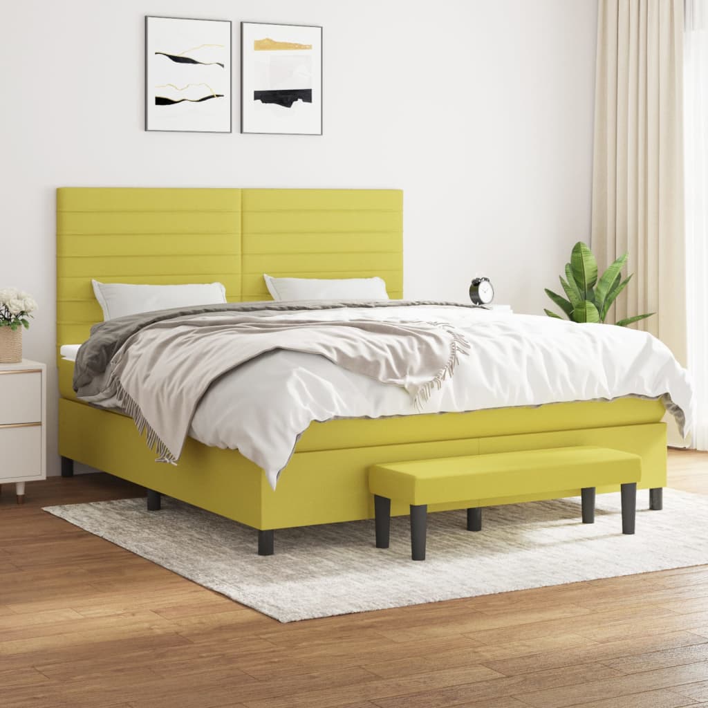 Κρεβάτι Boxspring με Στρώμα Αν. Πράσινο 120x190εκ Υφασμάτινο