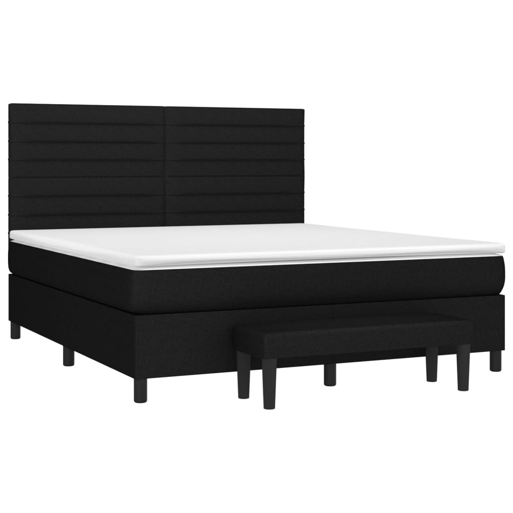 Κρεβάτι Boxspring με Στρώμα Μαύρο 180x200 εκ. Υφασμάτινο