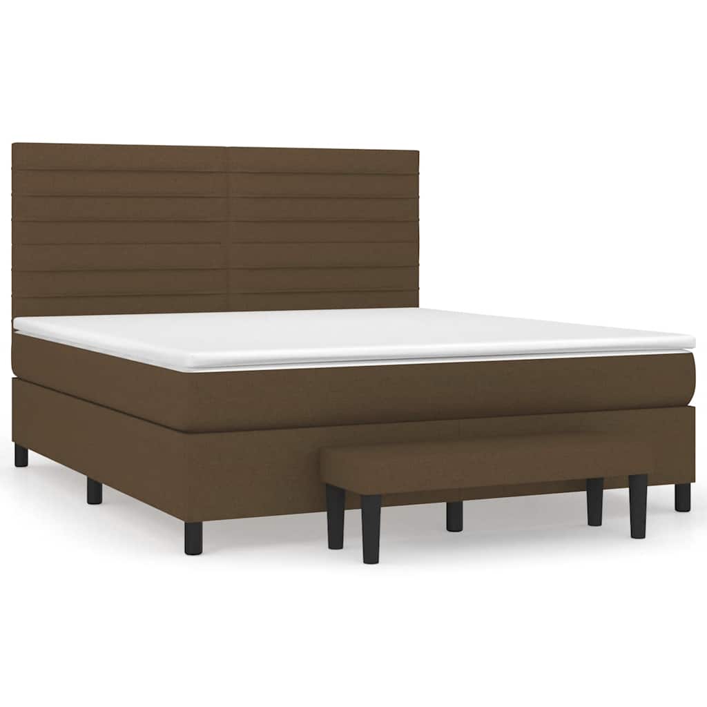Κρεβάτι Boxspring με Στρώμα Σκούρο Καφέ 180x200 εκ Υφασμάτινο