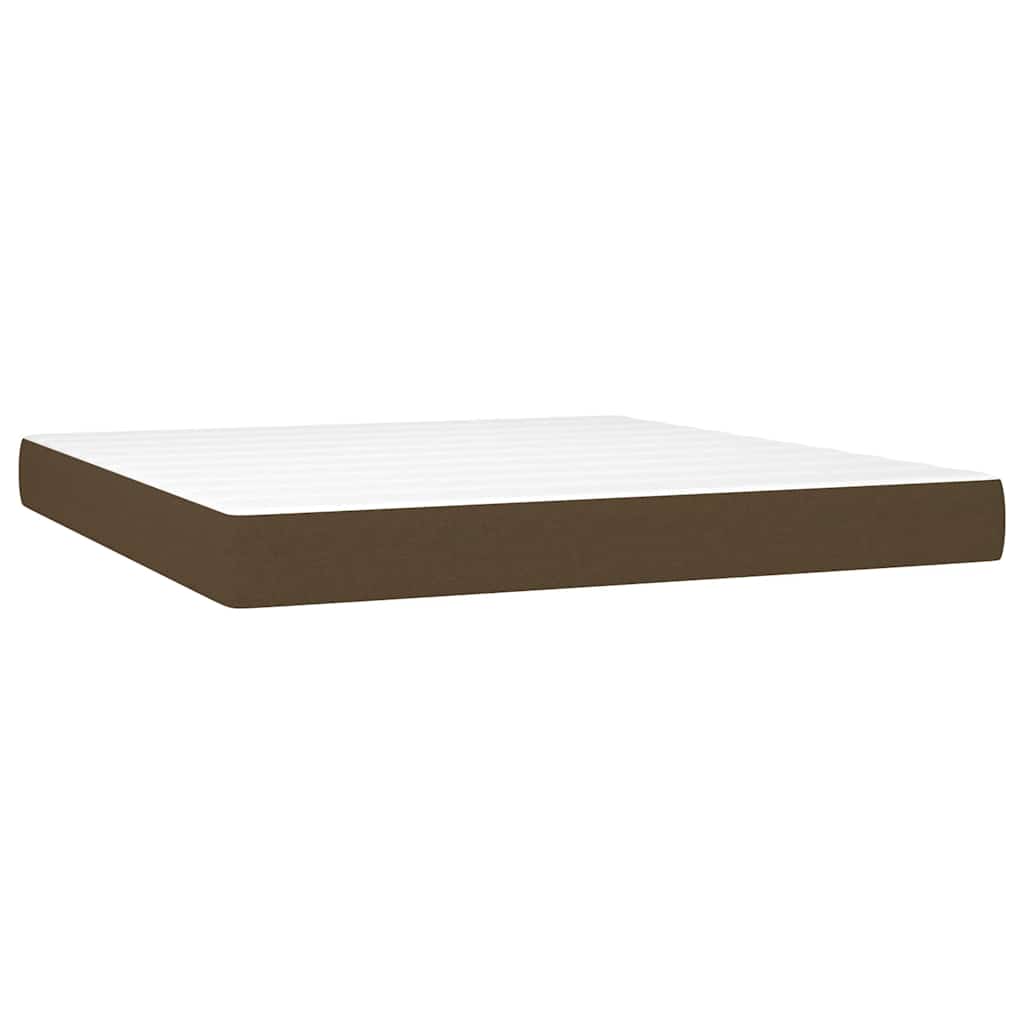 Κρεβάτι Boxspring με Στρώμα Σκούρο Καφέ 180x200 εκ Υφασμάτινο