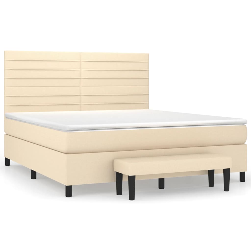 Κρεβάτι Boxspring με Στρώμα Κρεμ 180x200 εκ. Υφασμάτινο