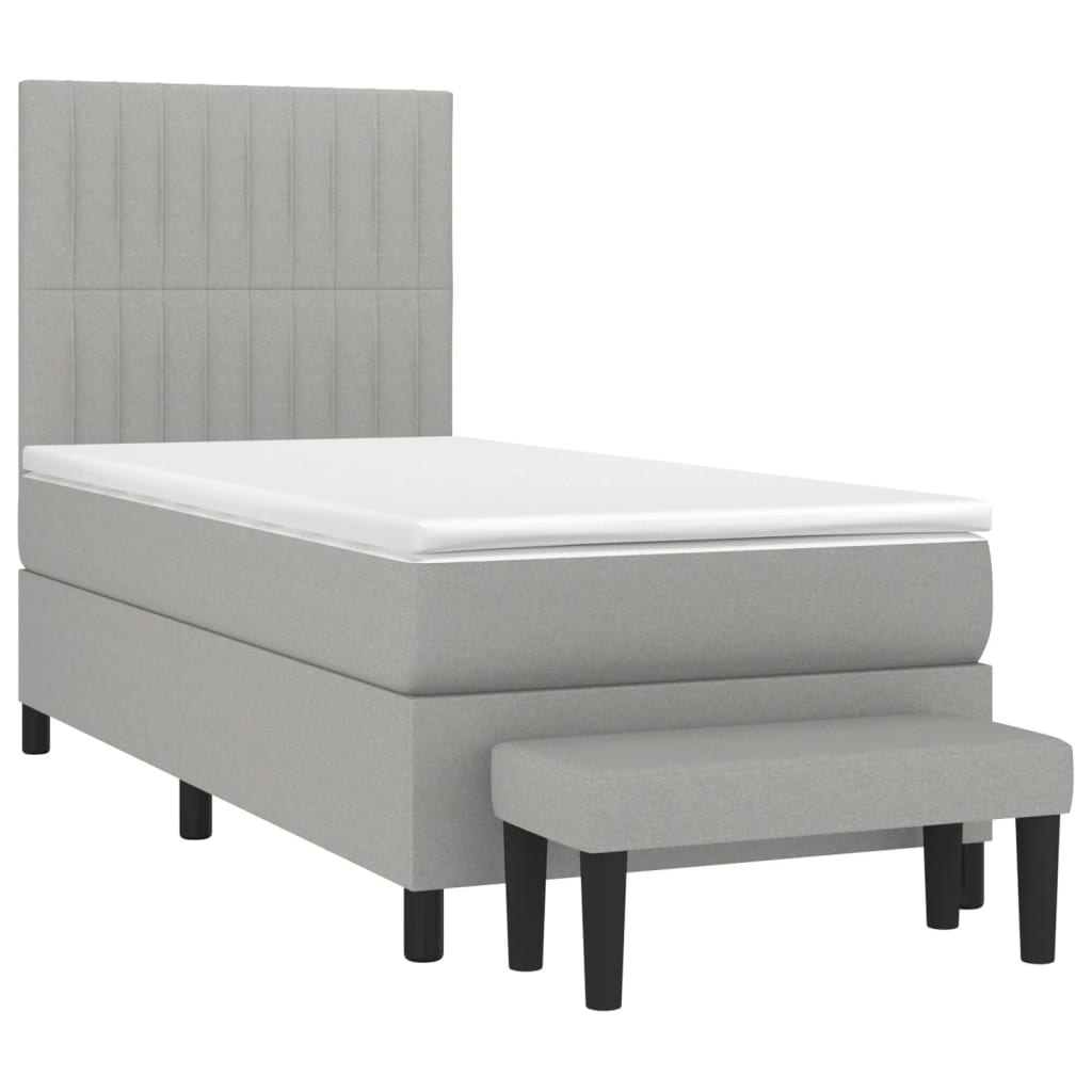 Κρεβάτι Boxspring με Στρώμα Ανοιχτό Γκρι 80x200 εκ. Υφασμάτινο
