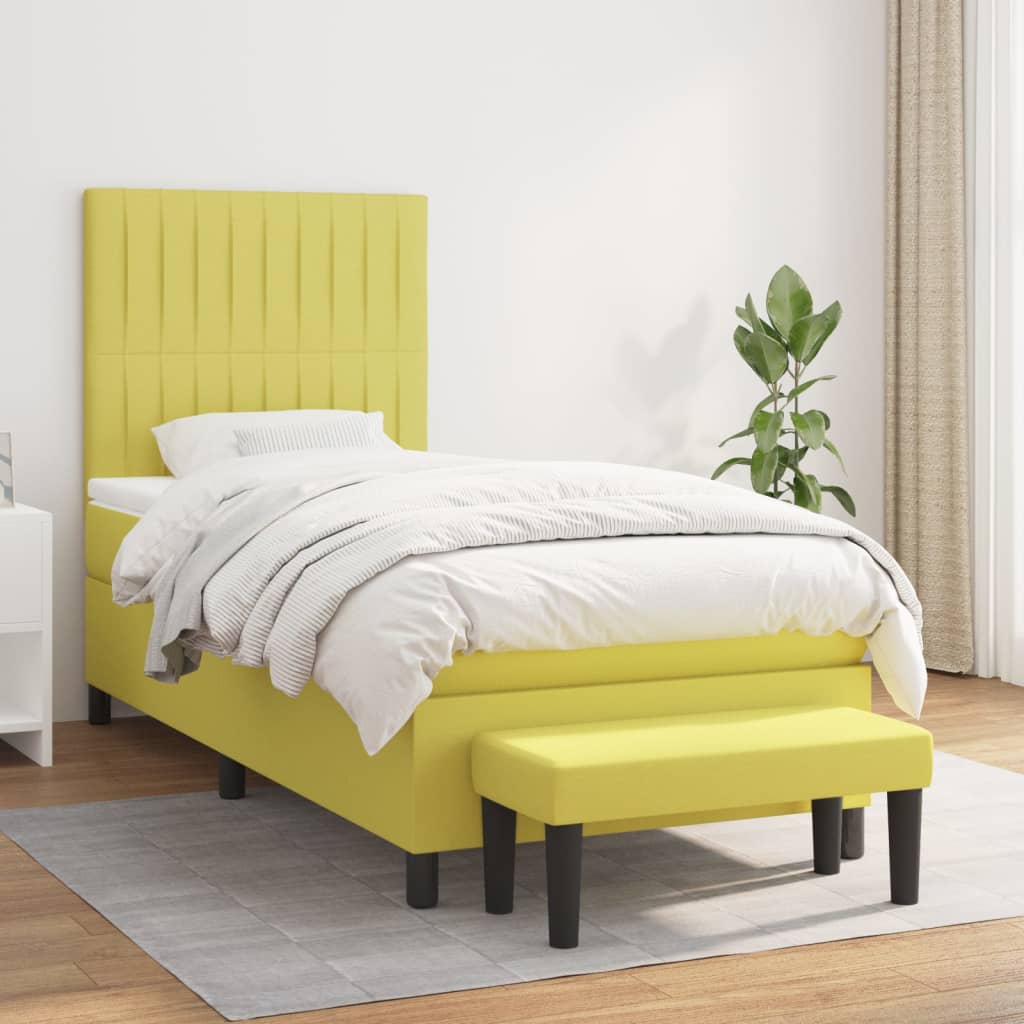 Κρεβάτι Boxspring με Στρώμα Ανοιχτό πράσινο 80x200εκ.Υφασμάτινο