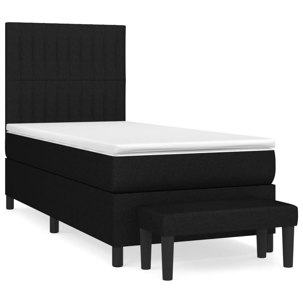 Κρεβάτι Boxspring με Στρώμα Μαύρο 100 x 200 εκ. Υφασμάτινο