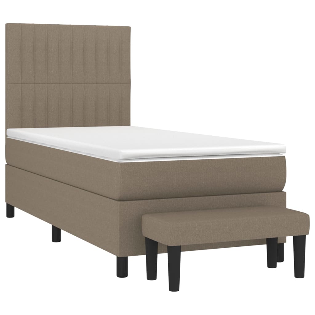 Κρεβάτι Boxspring με Στρώμα Taupe 100 x 200 εκ. Υφασμάτινο - Pakobazaar