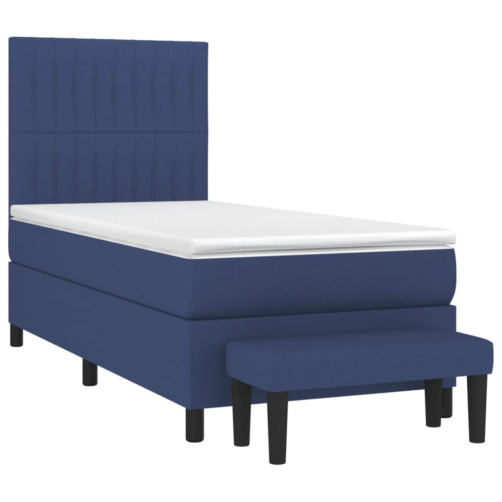 Κρεβάτι Boxspring με Στρώμα Μπλε 100 x 200 εκ. Υφασμάτινο