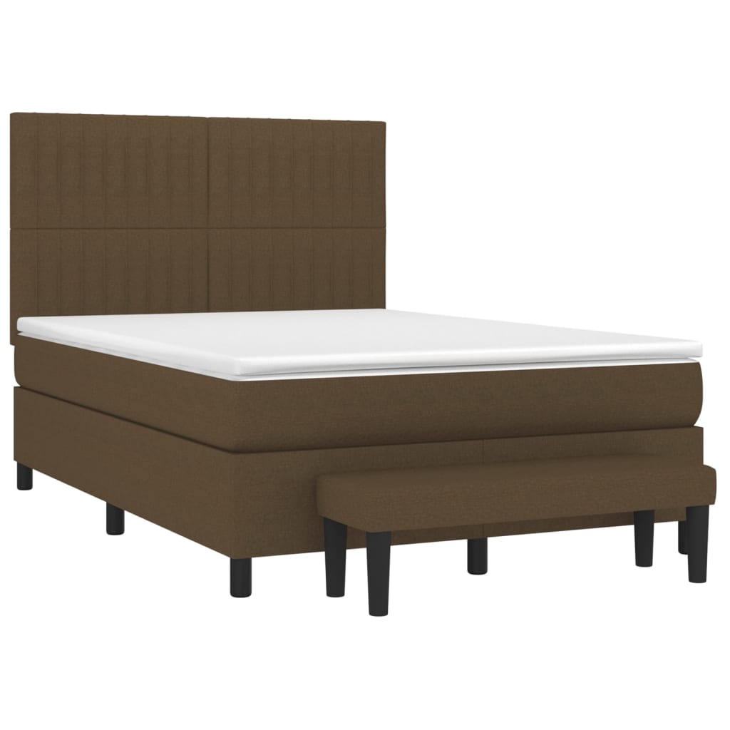 Κρεβάτι Boxspring με Στρώμα Σκούρο Καφέ 140x200 εκ Υφασμάτινο
