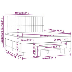 Κρεβάτι Boxspring με Στρώμα Σκούρο Γκρι 160x200 εκ Υφασμάτινο