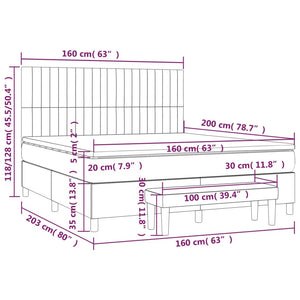 Κρεβάτι Boxspring με Στρώμα Σκούρο Καφέ 160x200 εκ Υφασμάτινο