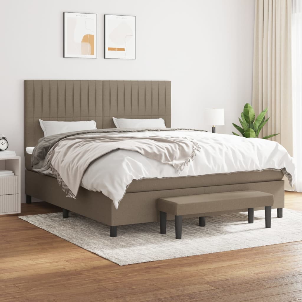 Κρεβάτι Boxspring με Στρώμα Taupe 160x200 εκ. Υφασμάτινο