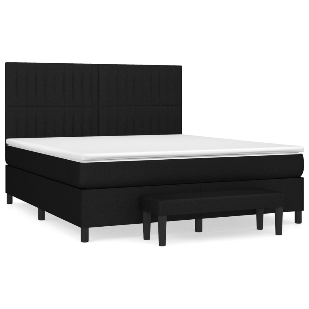 Κρεβάτι Boxspring με Στρώμα Μαύρο 180x200 εκ. Υφασμάτινο