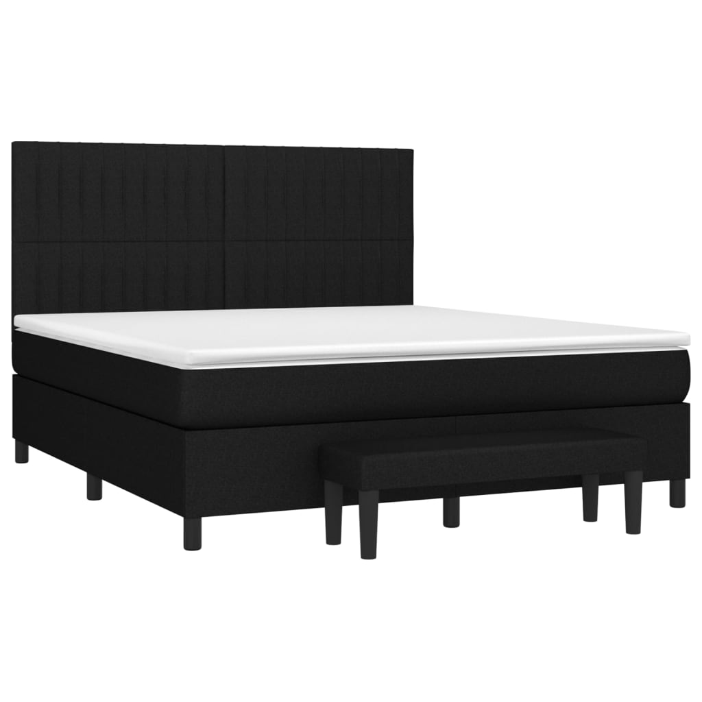 Κρεβάτι Boxspring με Στρώμα Μαύρο 180x200 εκ. Υφασμάτινο
