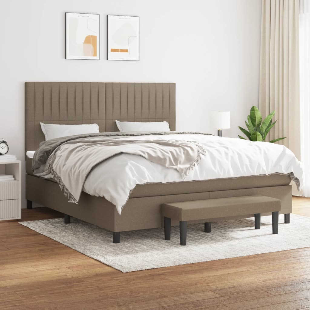 Κρεβάτι Boxspring με Στρώμα Taupe 180x200 εκ. Υφασμάτινο