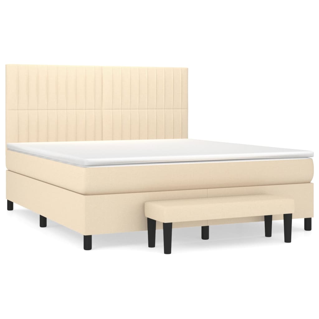 Κρεβάτι Boxspring με Στρώμα Κρεμ 180x200 εκ. Υφασμάτινο