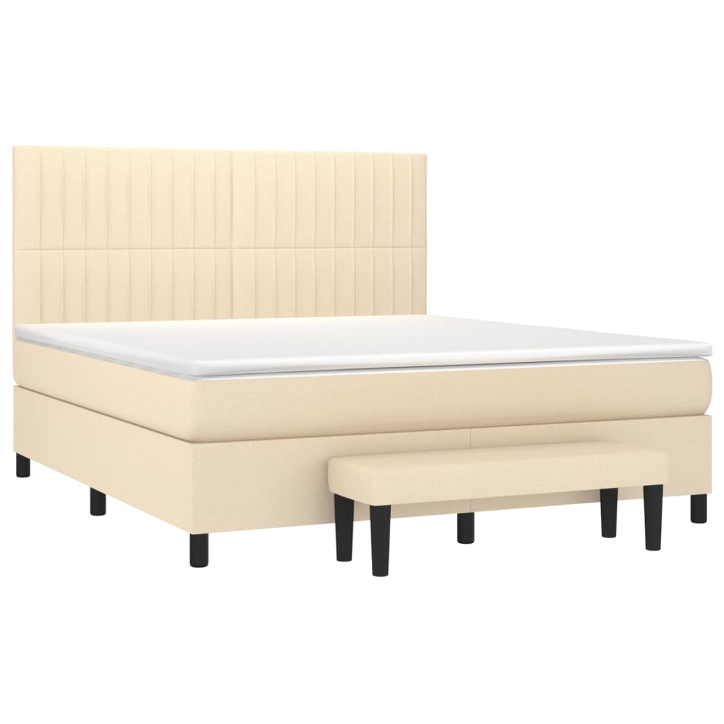 Κρεβάτι Boxspring με Στρώμα Κρεμ 180x200 εκ. Υφασμάτινο