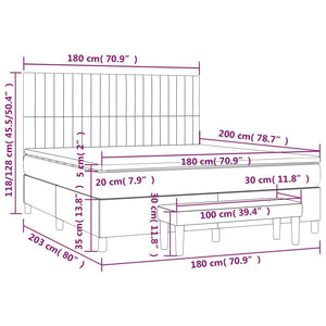 Κρεβάτι Boxspring με Στρώμα Κρεμ 180x200 εκ. Υφασμάτινο