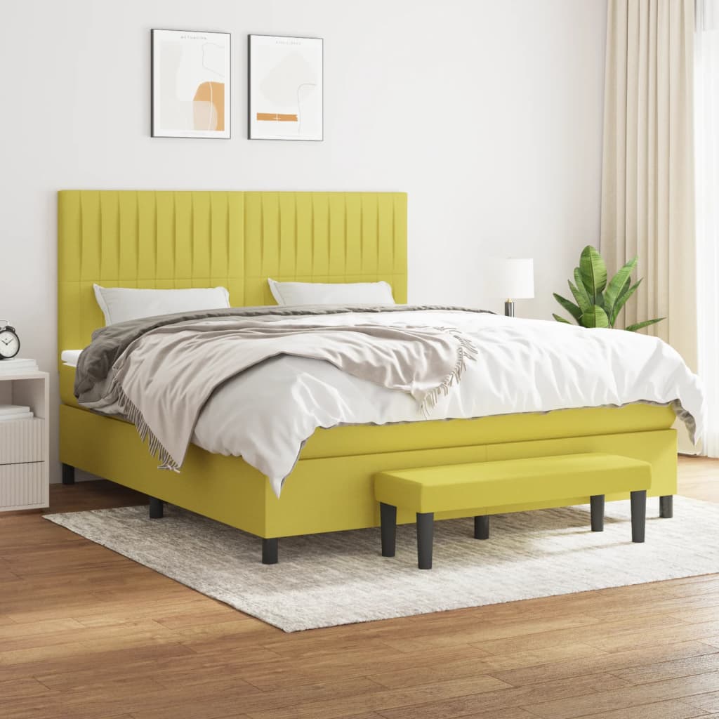 Κρεβάτι Boxspring με Στρώμα Αν. Πράσινο 180x200εκ Υφασμάτινο