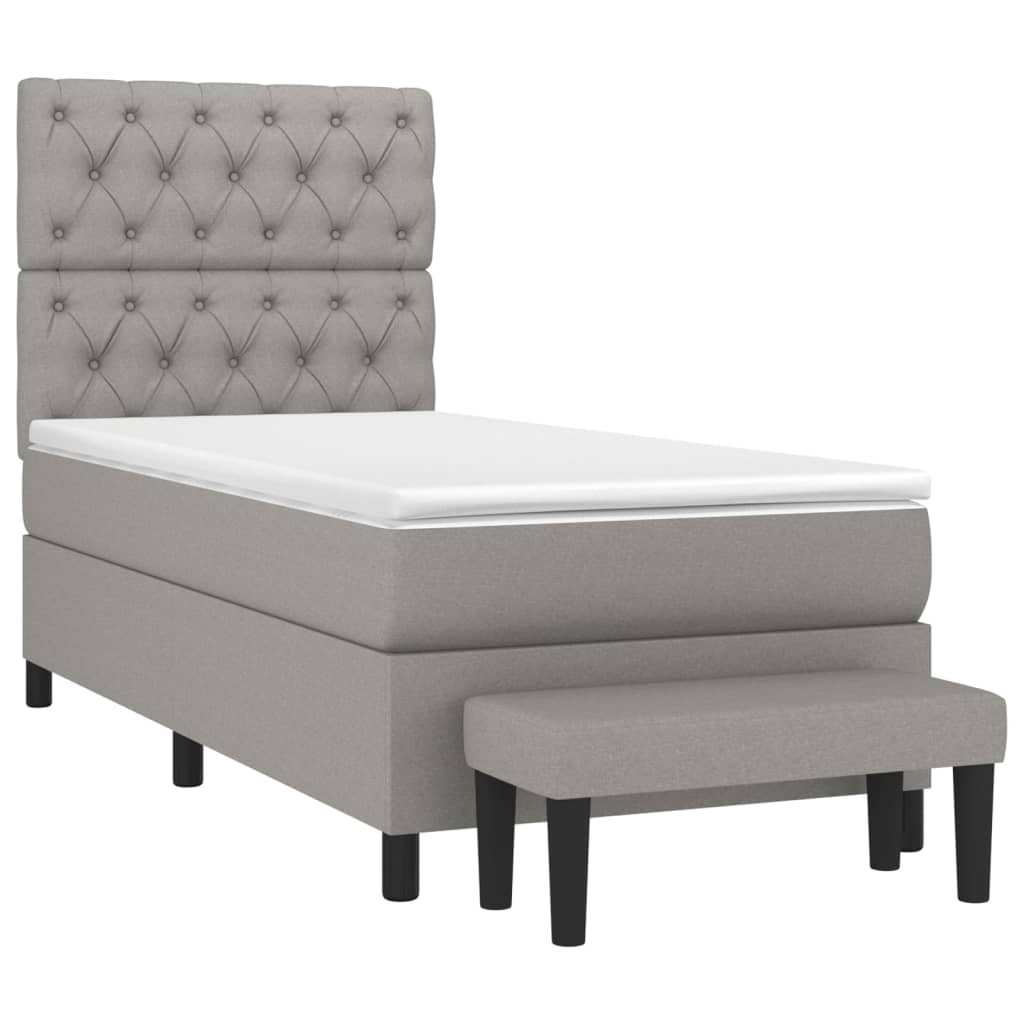 Κρεβάτι Boxspring με Στρώμα Ανοιχτό Γκρι 80x200 εκ. Υφασμάτινο