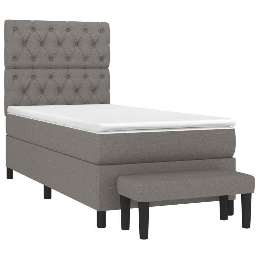 Κρεβάτι Boxspring με Στρώμα Σκούρο Γκρι 80x200 εκ. Υφασμάτινο