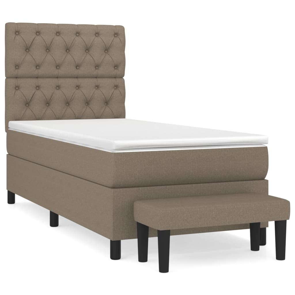 Κρεβάτι Boxspring με Στρώμα Taupe 80x200 εκ. Υφασμάτινο