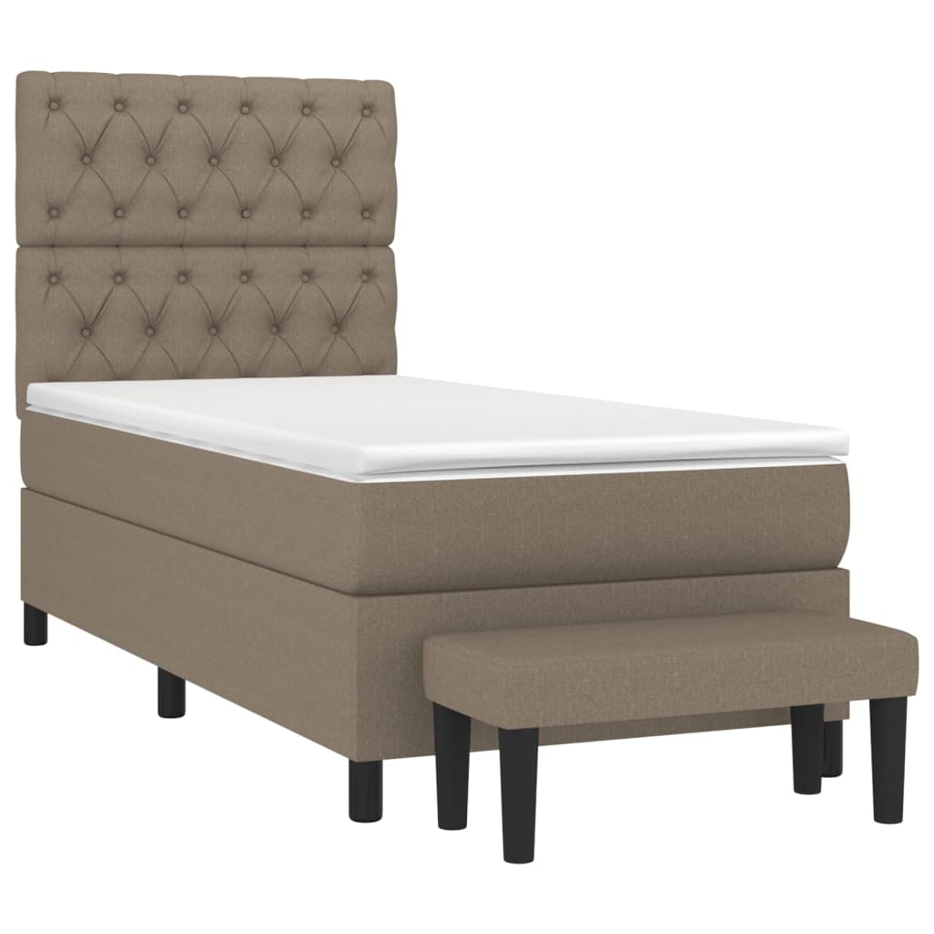 Κρεβάτι Boxspring με Στρώμα Taupe 80x200 εκ. Υφασμάτινο