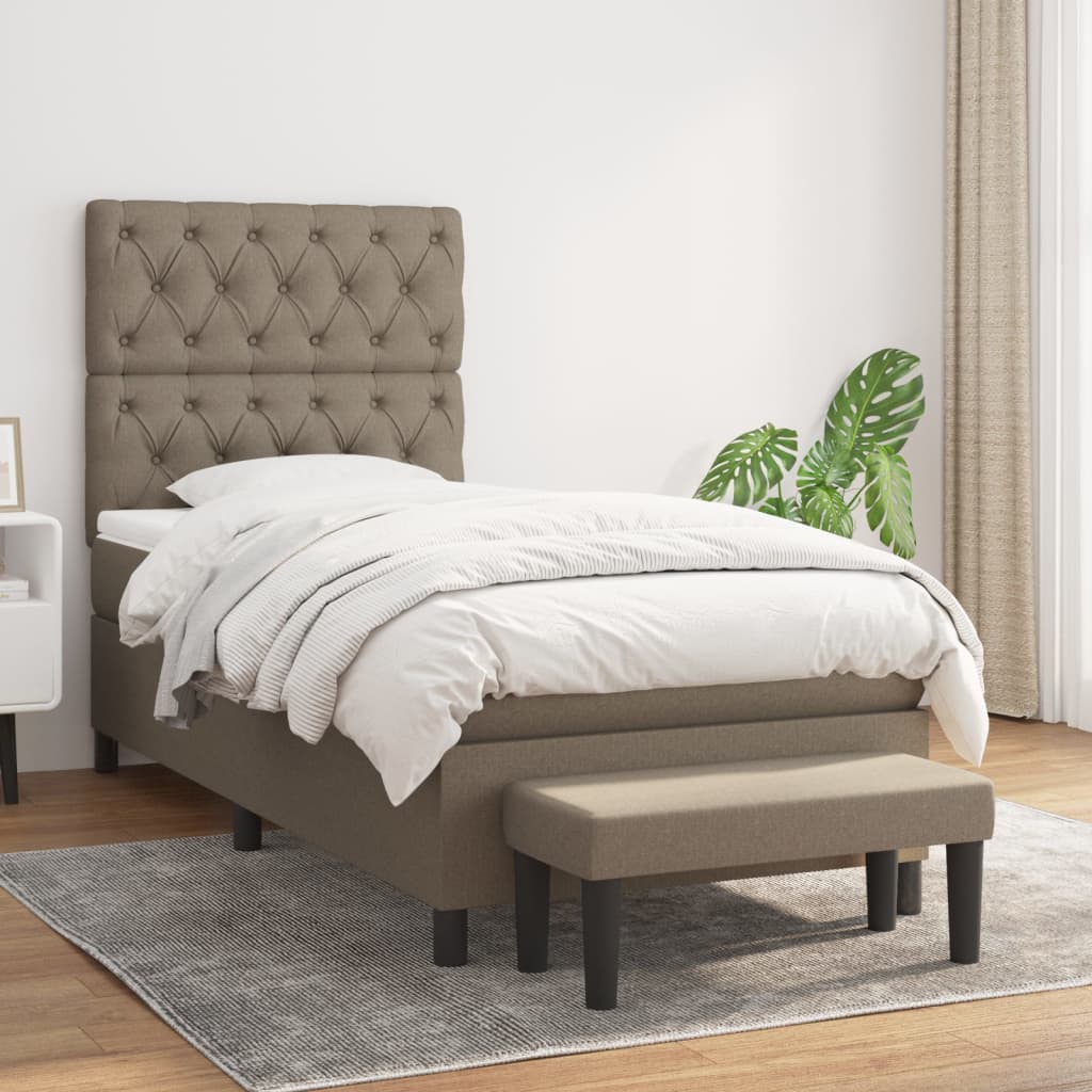 Κρεβάτι Boxspring με Στρώμα Taupe 80x200 εκ. Υφασμάτινο