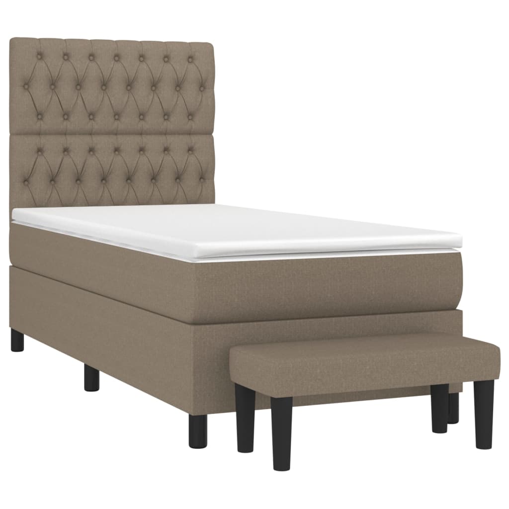 Κρεβάτι Boxspring με Στρώμα Taupe 90x200 εκ. Υφασμάτινο