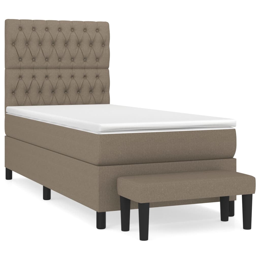 Κρεβάτι Boxspring με Στρώμα Taupe 100 x 200 εκ. Υφασμάτινο
