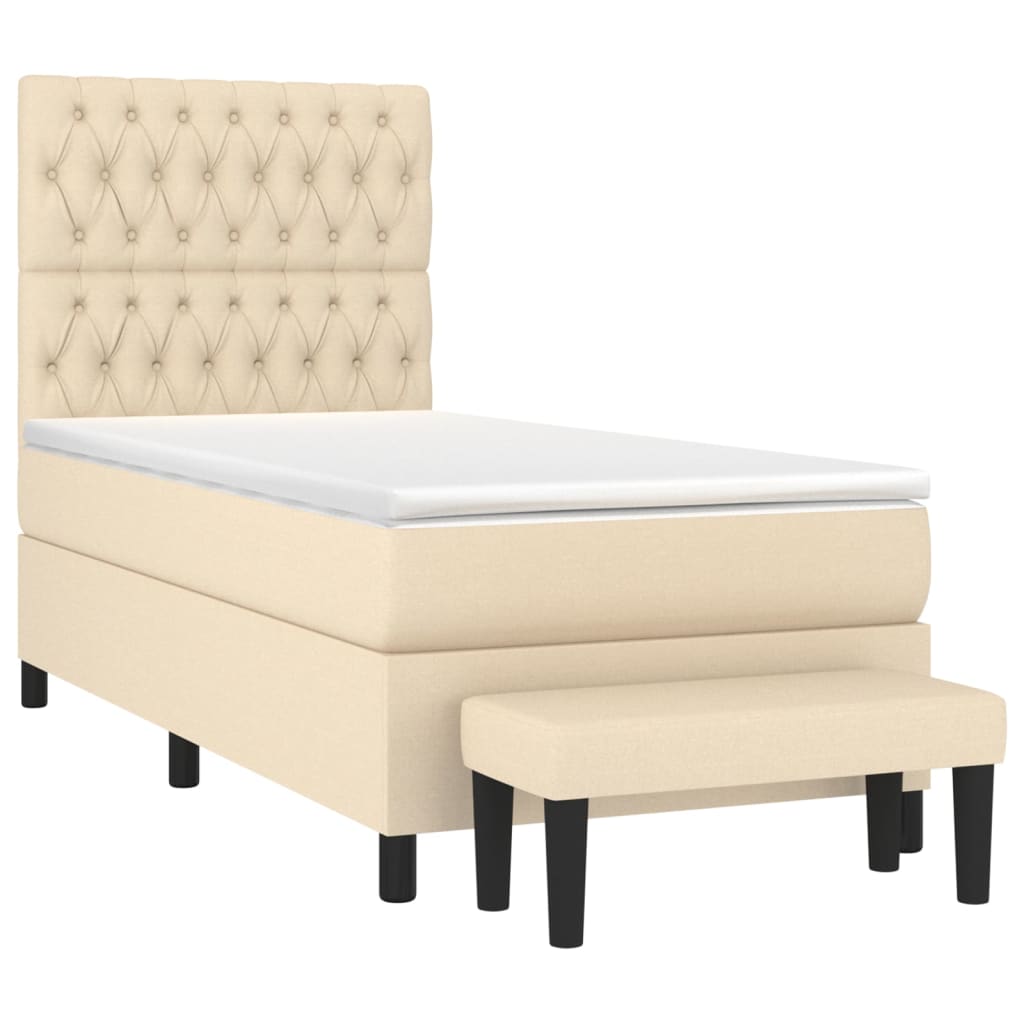 Κρεβάτι Boxspring με Στρώμα Κρεμ 100 x 200 εκ. Υφασμάτινο