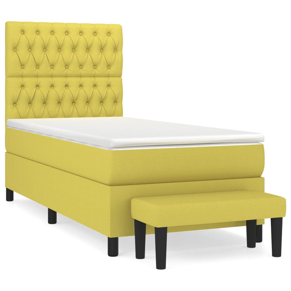 Κρεβάτι Boxspring με Στρώμα Ανοιχτό πράσινο100x200εκ.Υφασμάτινο