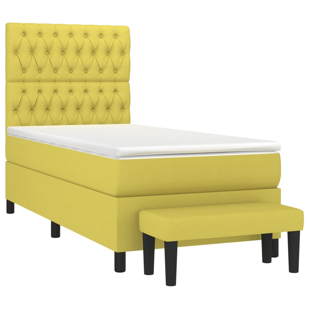 Κρεβάτι Boxspring με Στρώμα Ανοιχτό πράσινο100x200εκ.Υφασμάτινο