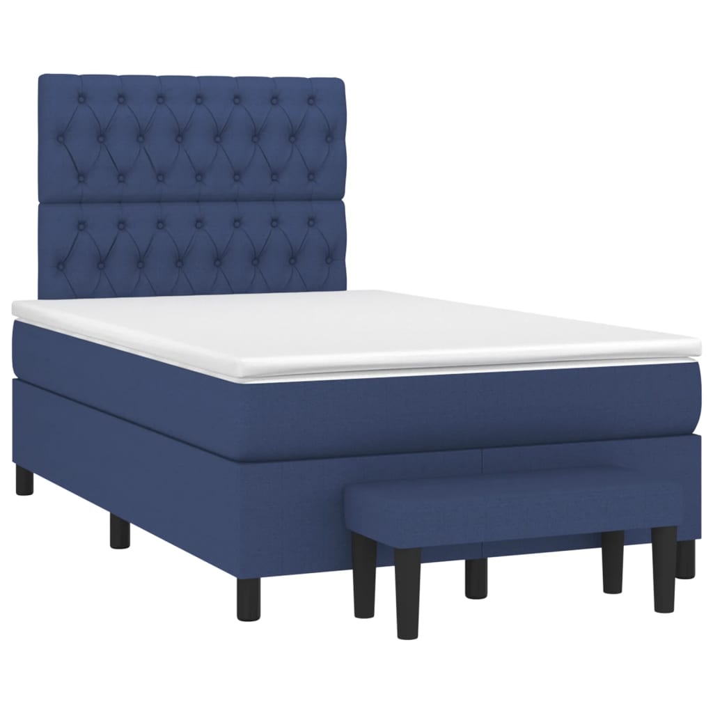 Κρεβάτι Boxspring με Στρώμα Μπλε 120x200 εκ. Υφασμάτινο - Pakobazaar