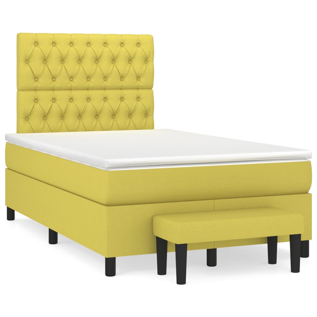 Κρεβάτι Boxspring με Στρώμα Ανοιχτό πράσινο120x200εκ.Υφασμάτινο