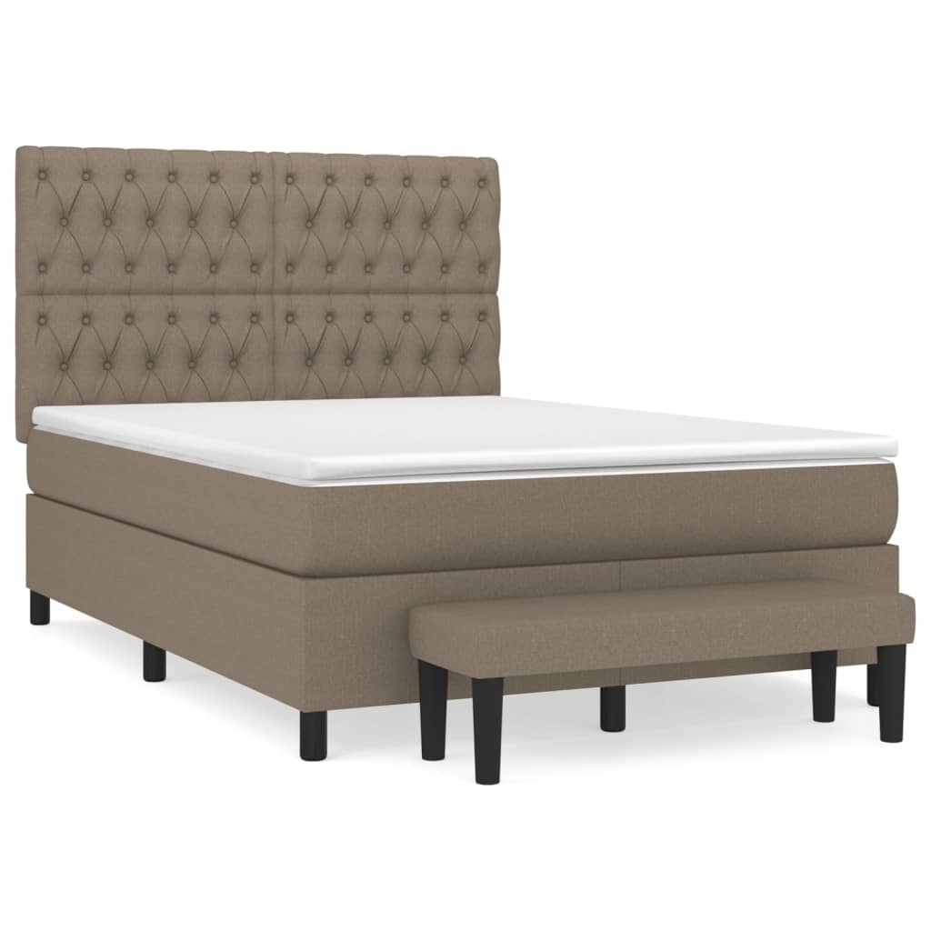 Κρεβάτι Boxspring με Στρώμα Taupe 140x190 εκ. Υφασμάτινο