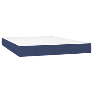 Κρεβάτι Boxspring με Στρώμα Μπλε 140x190 εκ. Υφασμάτινο