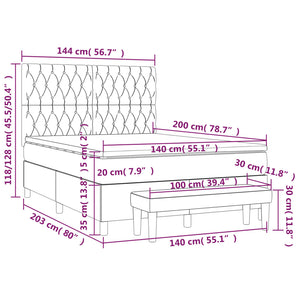 Κρεβάτι Boxspring με Στρώμα Μπλε 140x200 εκ. Υφασμάτινο