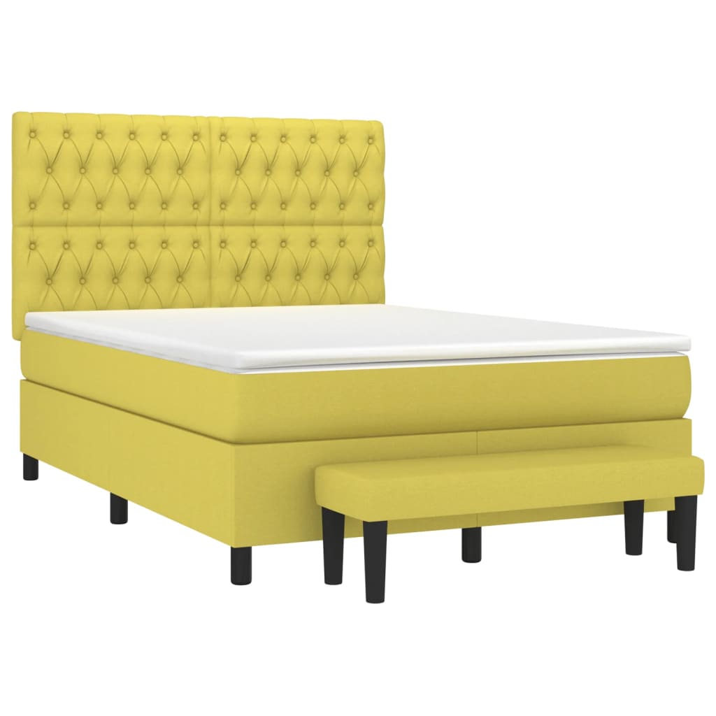 Κρεβάτι Boxspring με Στρώμα Ανοιχτό πράσινο140x200εκ.Υφασμάτινο