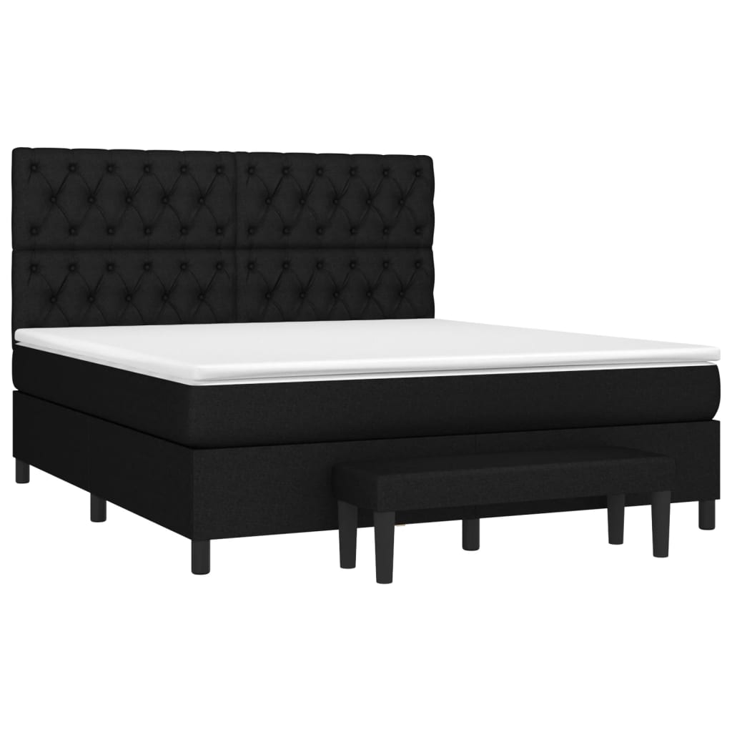 Κρεβάτι Boxspring με Στρώμα Μαύρο 160x200 εκ. Υφασμάτινο